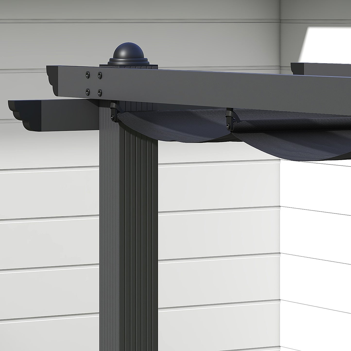 3 x 3m Aluminium Pergola with Retractable Roof and L4 Wind-proof - Dark Grey