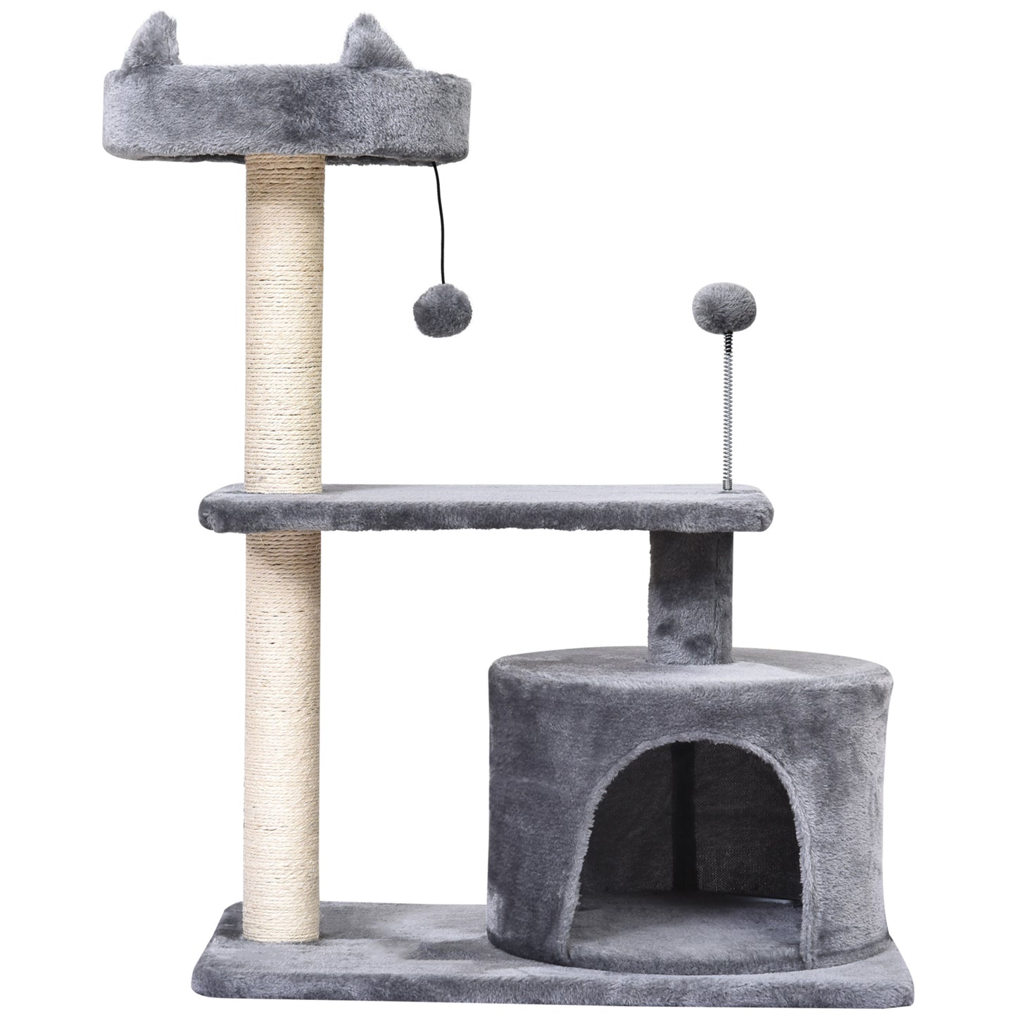 Cat Tree for Indoor Cats with Scratching Post Climbing Tower Kitty Activity Centre Condo Perch Jumping Platforms Grey 60L x 4