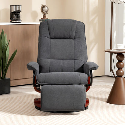 Reclining Swivel Chair, with Footrest - Grey