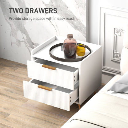 Elegant Two-Drawer Bedside Table - White