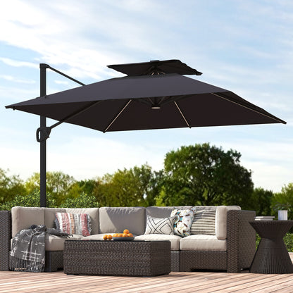 Multi-Angle LED Light Parasol Umbrella - Black