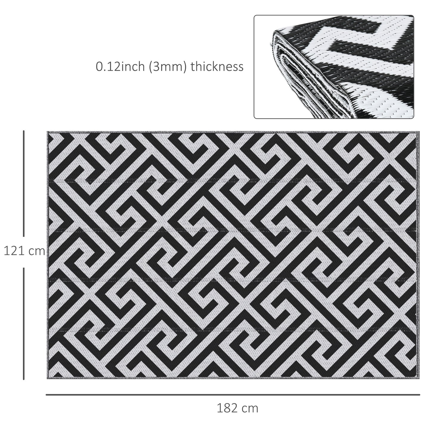 Outdoor Rug Reversible Mat Plastic Straw Rug Portable RV Camping Mat for Garden Deck Picnic Indoor, 121 x 182 cm (4 x 6 ft)