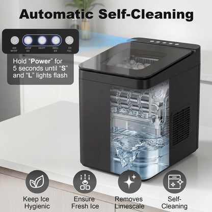 Countertop Ice Maker Machine Self-Cleaning Compact Ice Machine with Ice Scoop and Basket Black
