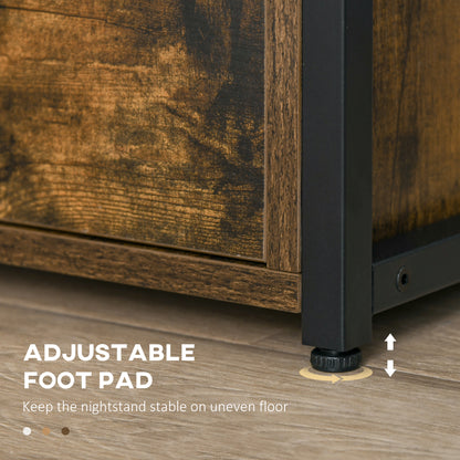 Industrial Side Table with Drawer, Sofa Table, Bedside Cabinet with Storage Shelf, Slim Nightstand for Living Room, Bedroom