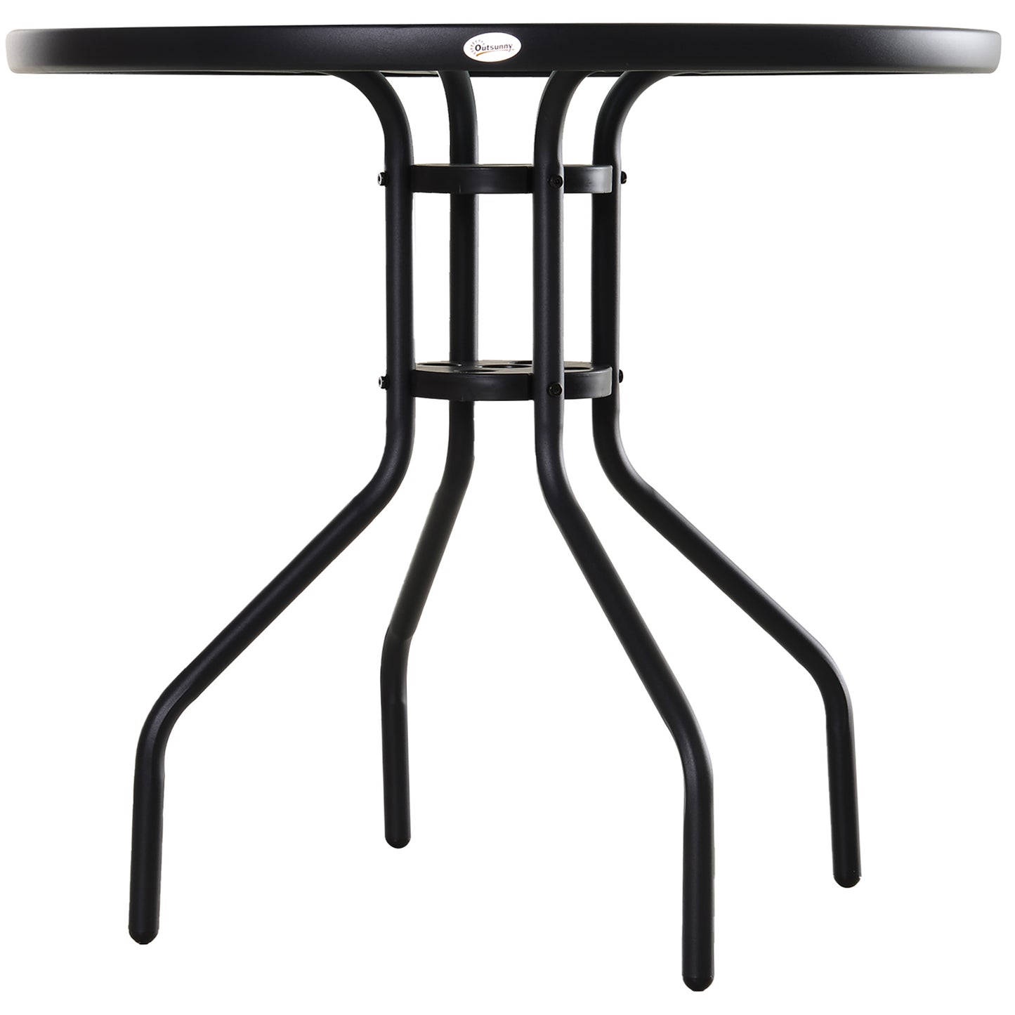 80 cm Round Garden Dining Table with Parasol Hole for 4, Outdoor Coffee Bistro End Side Table