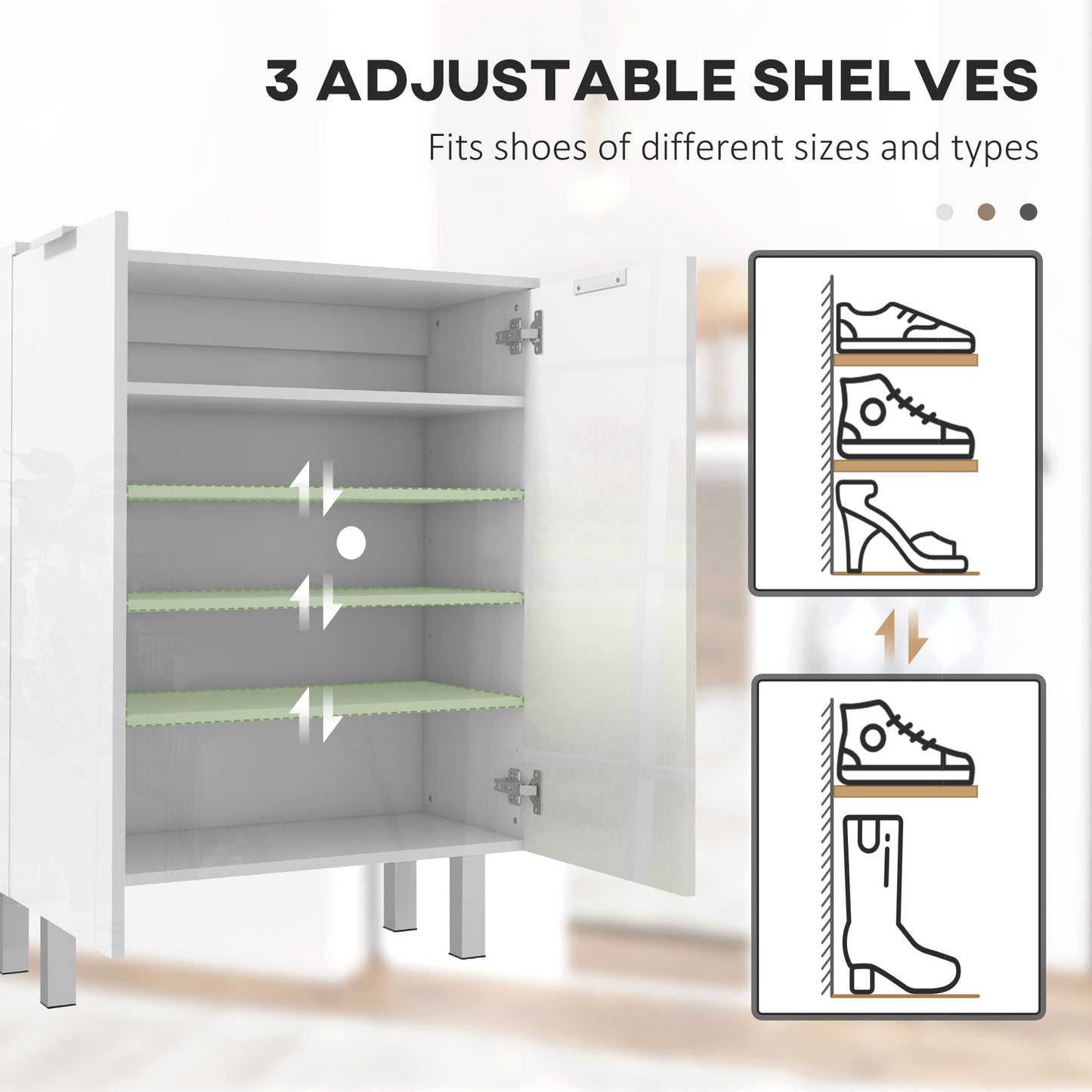 Five-Shelf Shoe Storage Cupboard - White