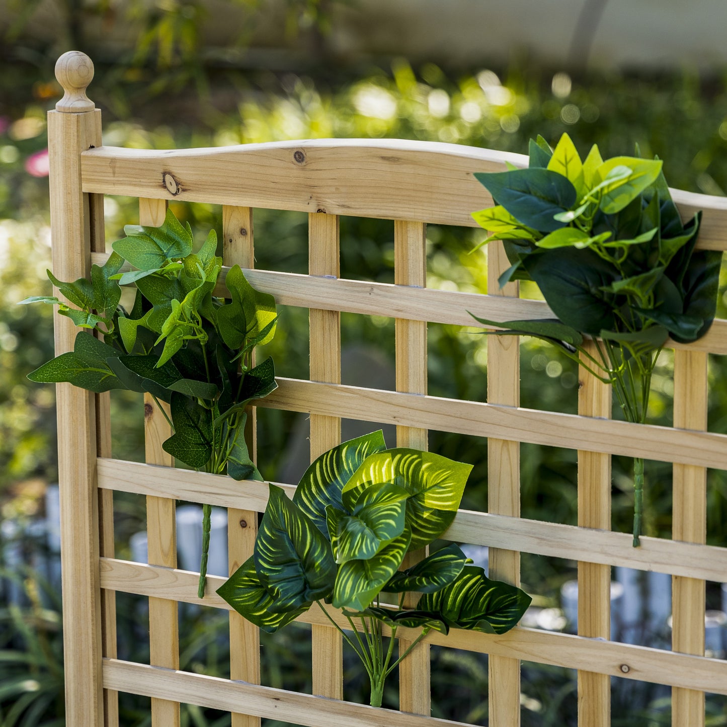 Garden Planters with Trellis for Climbing Vines, Wood Raised Beds for Garden, Flower Pot, Indoor Outdoor, Natural