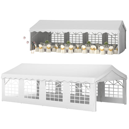 8m x 4m Garden Gazebo Marquee Wedding Shelter Level 4 Wind Protection, White