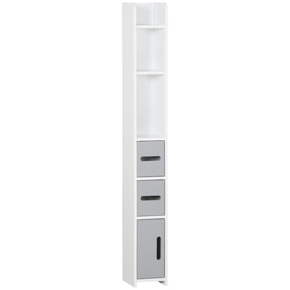 Modern Bathroom Storage Cabinet, Freestanding Tall Bathroom Cabinet with Open Shelves and 3 Cupboards with Door