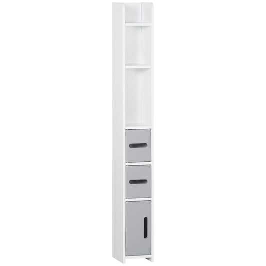 Modern Bathroom Storage Cabinet, Freestanding Tall Bathroom Cabinet with Open Shelves and 3 Cupboards with Door