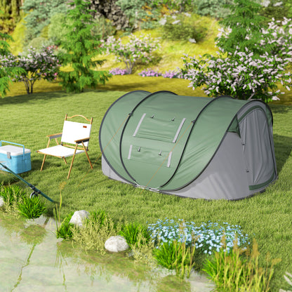 4 Person Pop-up Camping Tent, Family Dome Tent with Ground Sheet, 4 Windows and Portable Carry Bag for Beach Outdoor Trip