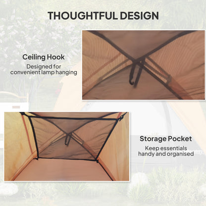 3-4 Person Camping Tent, Easy Set Up Waterproof Dome Tent with Sewn-in Groundsheet, Mesh Windows