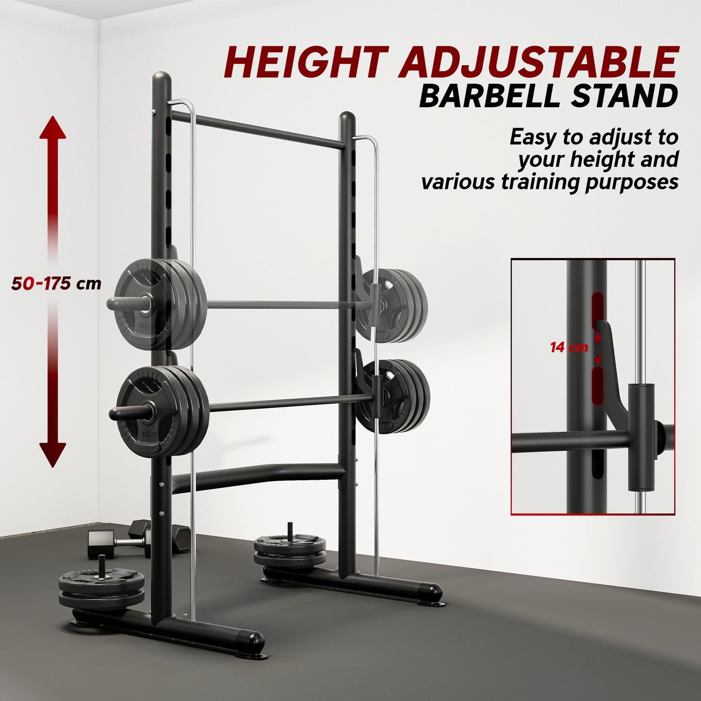Adjustable Squat Rack, with Pull Up Bar, Barbell Bar for Home Gym
