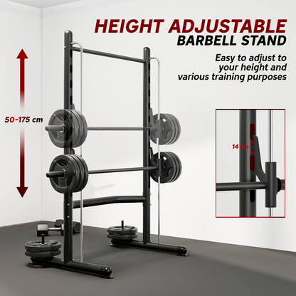 Adjustable Squat Rack, with Pull Up Bar, Barbell Bar for Home Gym
