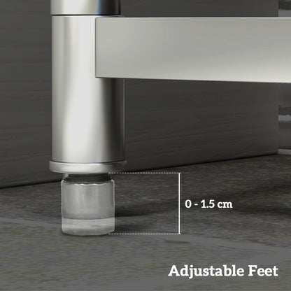 Outdoor Utility Sink, Stainless Steel Free Standing Single Bowl Kitchen Sink with Cold and Hot Water Pipe and Storage Shelf f