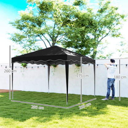 3 x 3cm Adjustable Height Pop-Up Gazebo, with Bag - Black