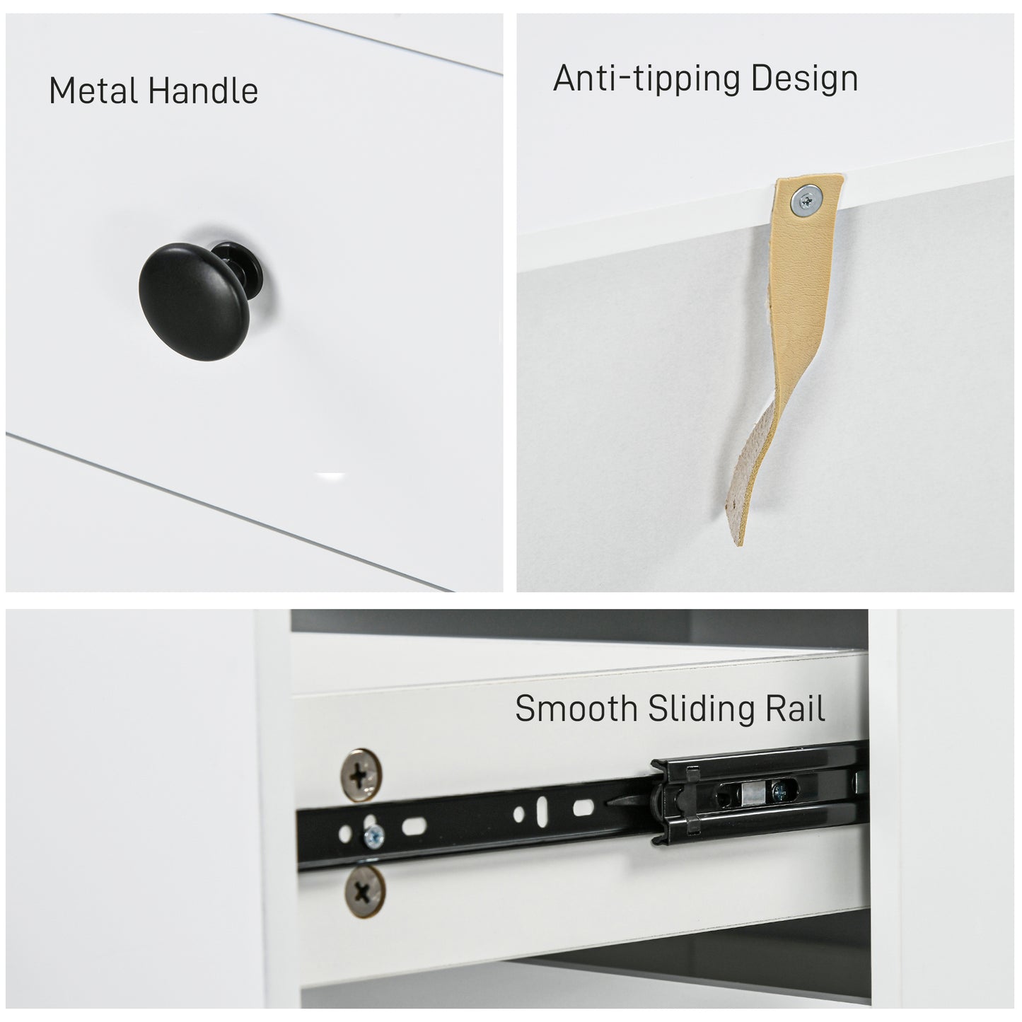 Set of Two Three-Drawer Bedside Tables - White