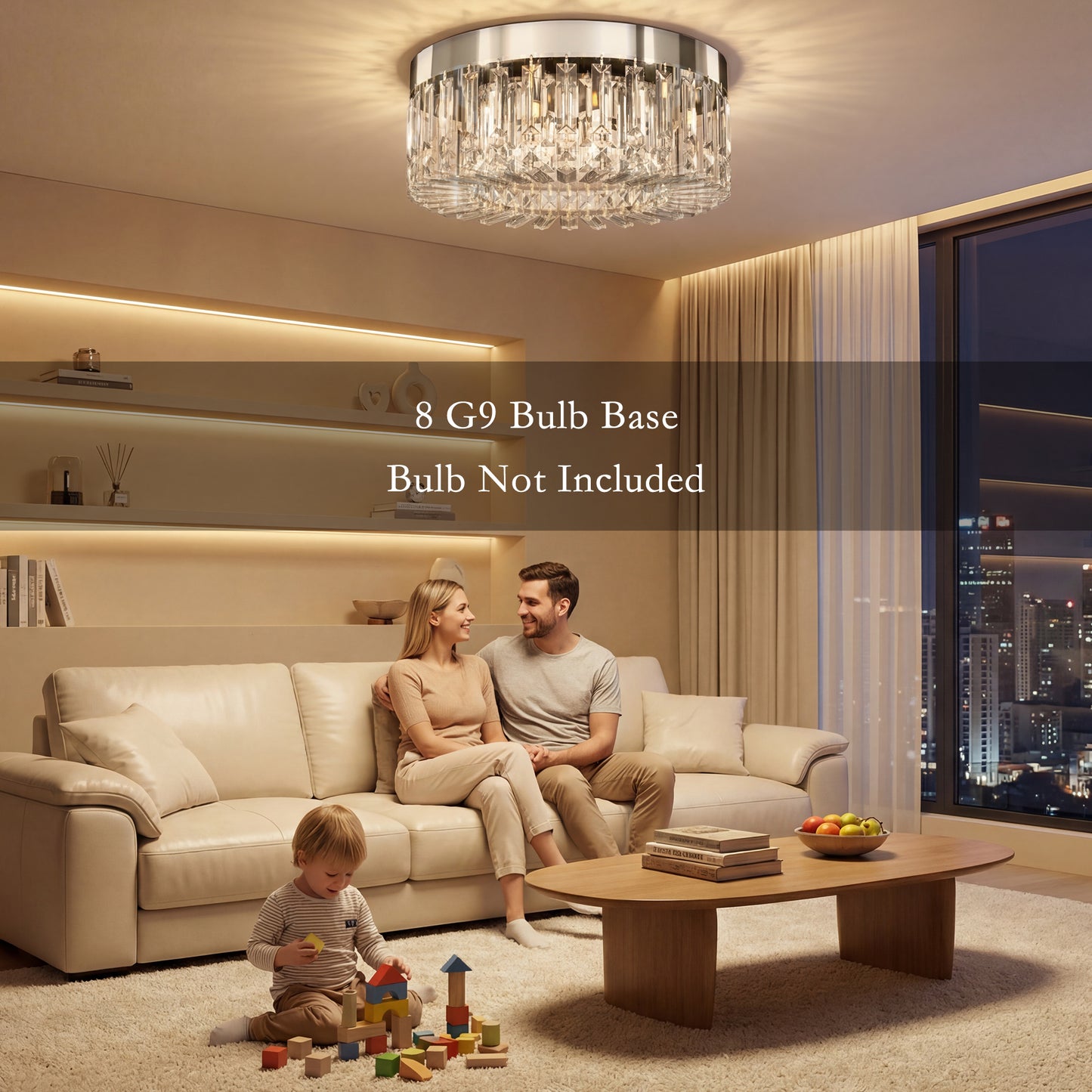 Crystal Chandeliers with 160 Crystal Pendants, 6-Light Ceiling Light for Living Room, Bedroom Dining Room, Silver Tone