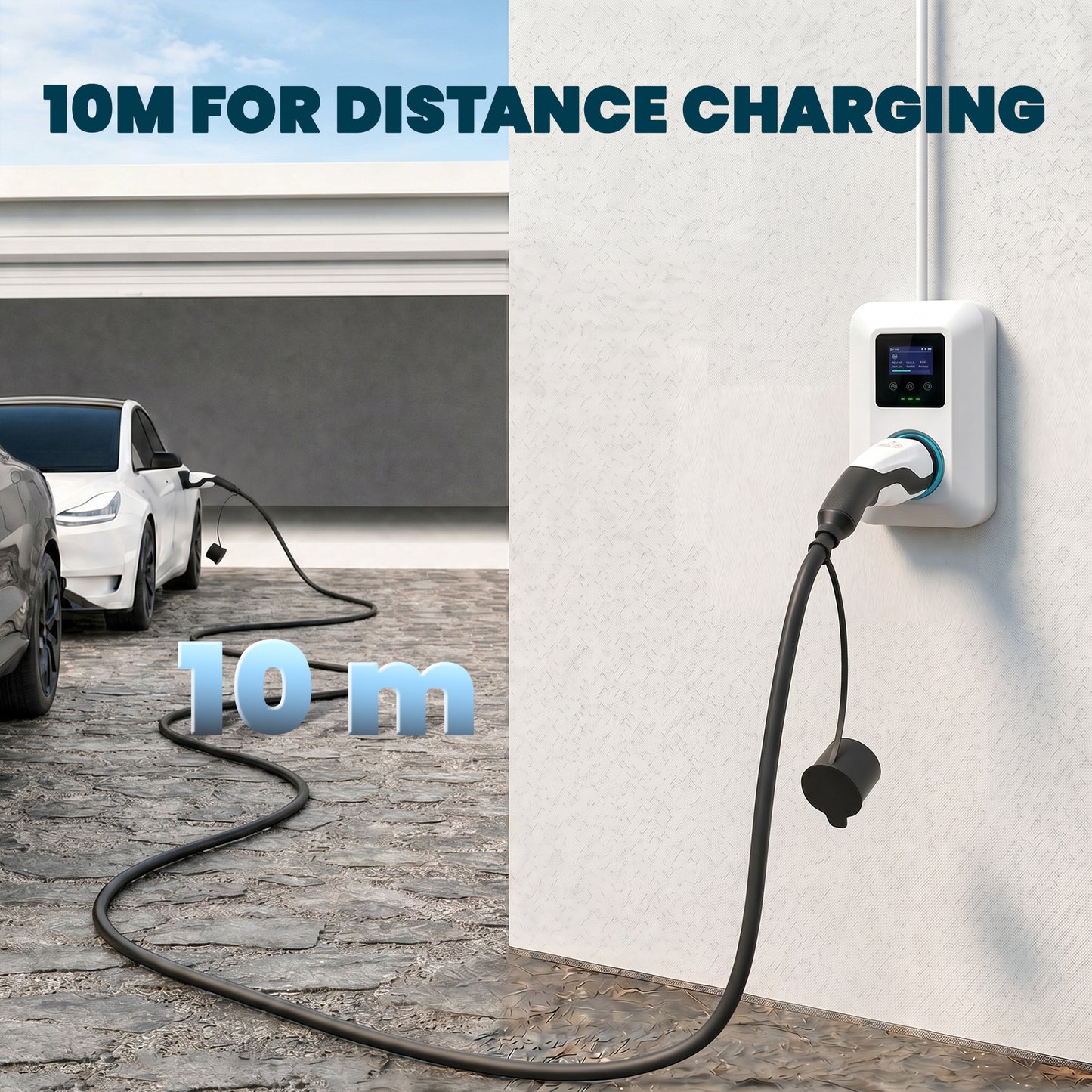 Type 2 EV Charging Cable, 22kW, 32A, Mode 3, 3-Phase, 10m Type 2 to Type 2 EV Extension Cable for EVs, PHEVs