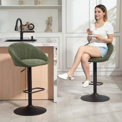 Set of Two Relaxed Tub Bar Stools - Dark Green
