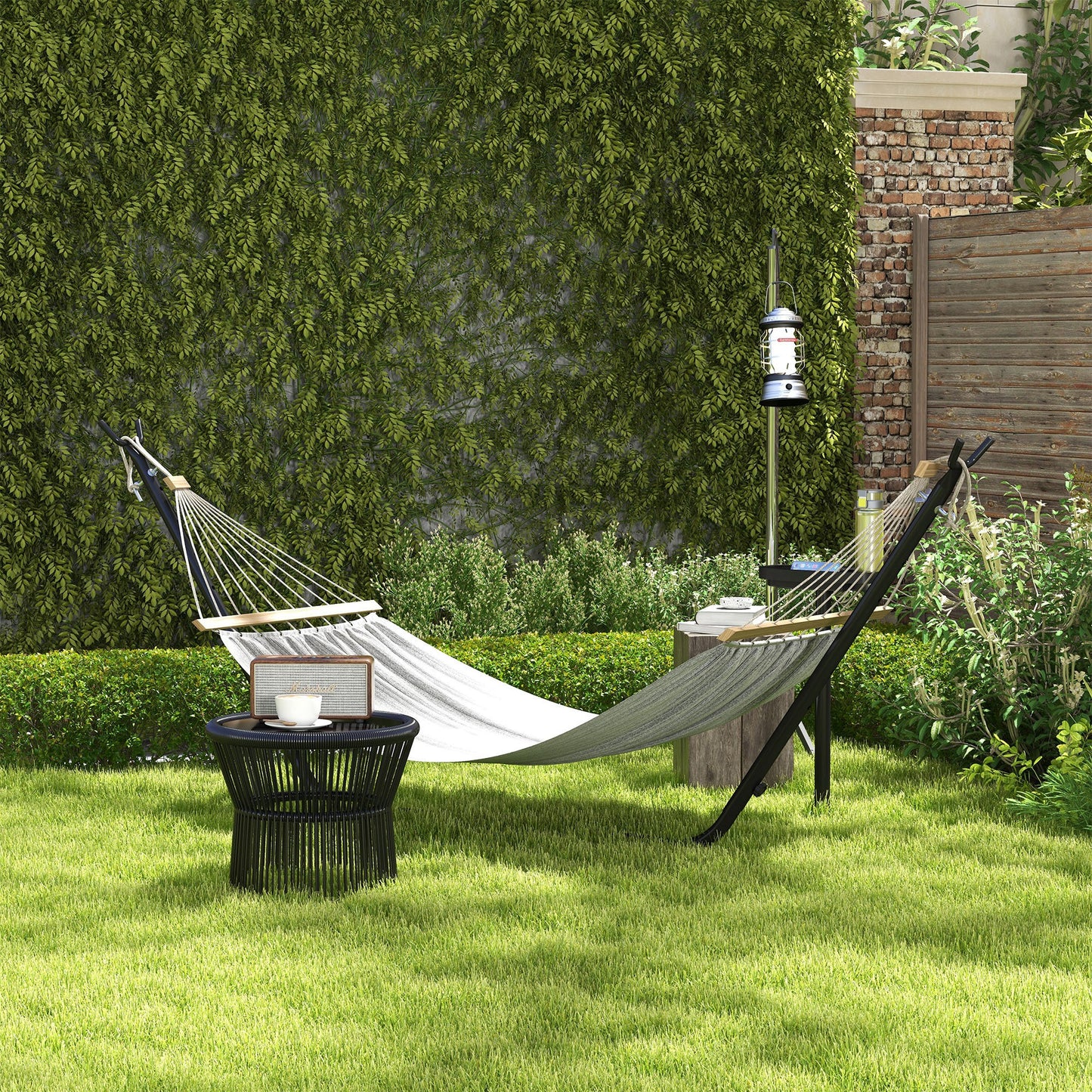 9.4ft Hammock Stand with Side Tray Stand, Steel Frame Hammock Net Stand, for String-style, Brazilian-style, Flat-style