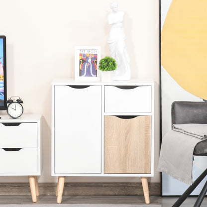 Sideboard Floor Cabinet Storage Cupboard with Drawer and Solid Wood Legs for Bedroom, Living Room, Entryway, Brown