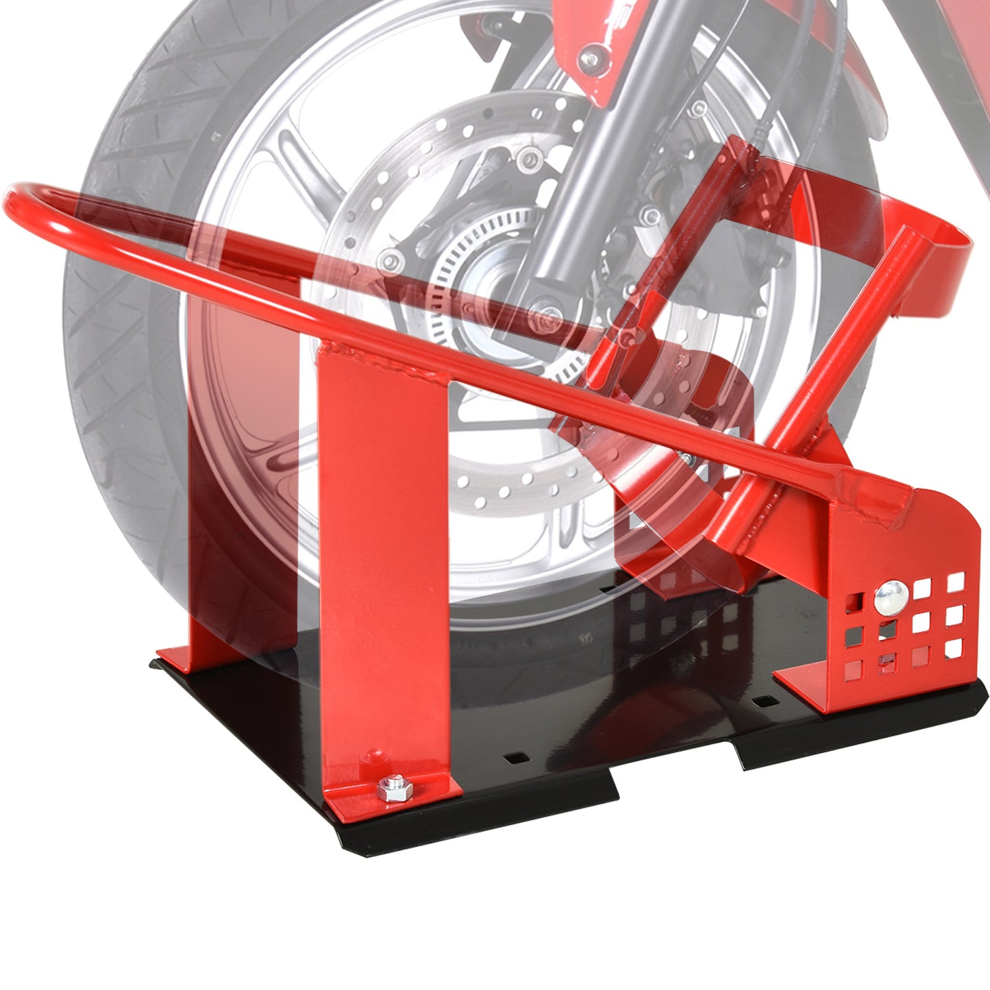 Motorcycle Wheel Chock 8-15.5 cm Metal Motorbike Holder Pre-Drilled Holes For Truck And Trailer