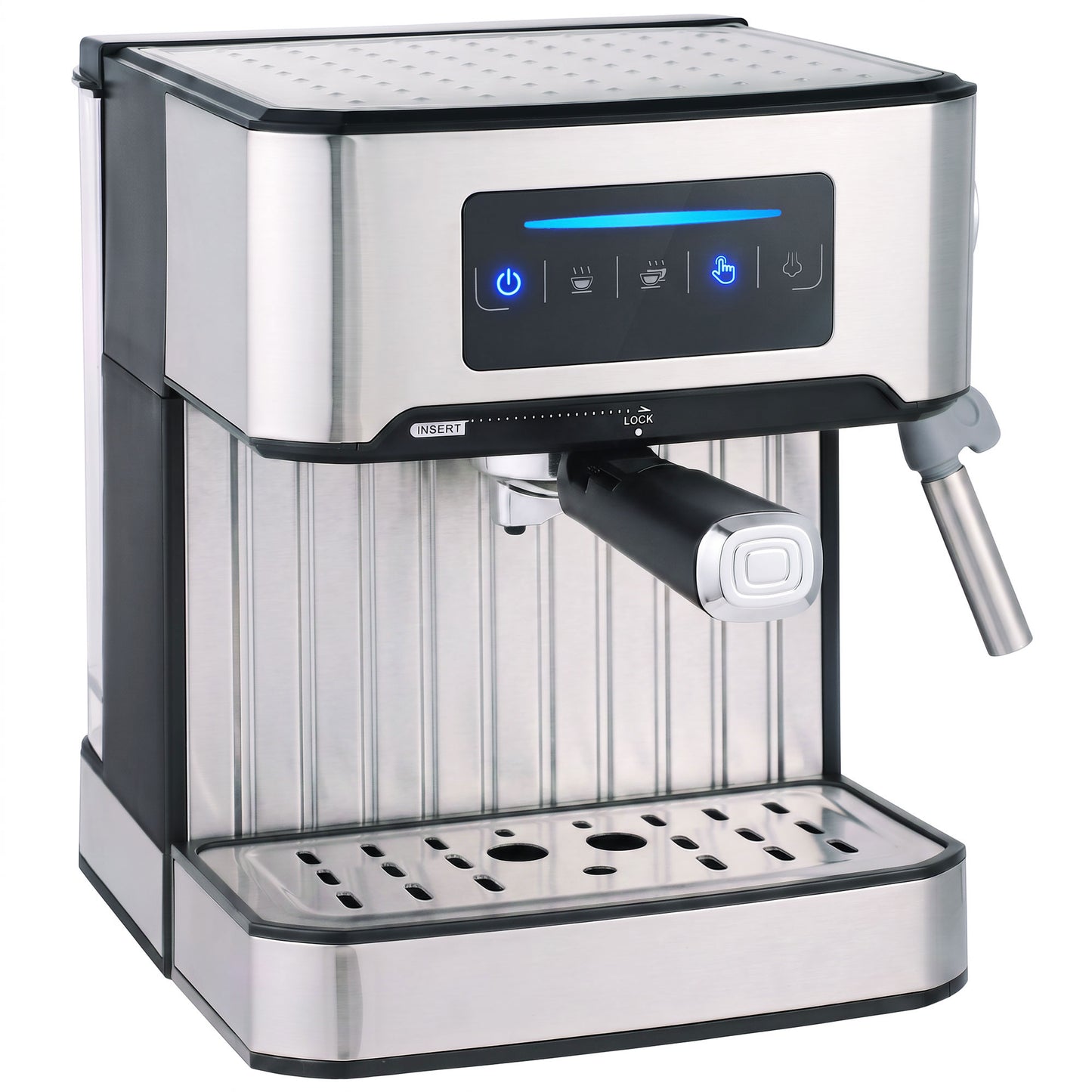 Espresso Machine, 20-Bar Cappuccino Coffee Maker with Frother Wand, 1.6L Tank, Single/Double/Manual Shot, LED Touch