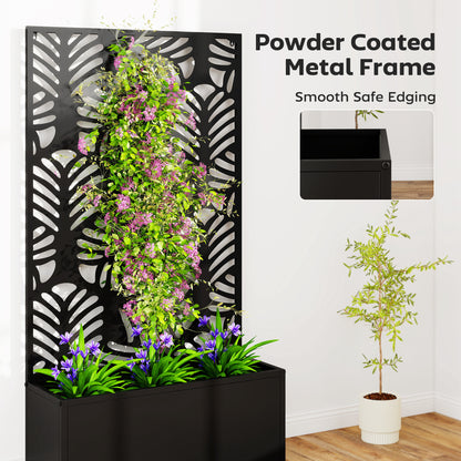 Metal Garden Bed for Garden with Trellis, Wall Mounted or Freestanding Raised Planter with Privacy Screen