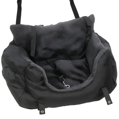 Dog Car Seat for Small Dogs with Fixed Buckle, Safety Leash, Washable Cover, 58 x 45 x 28 cm, Black