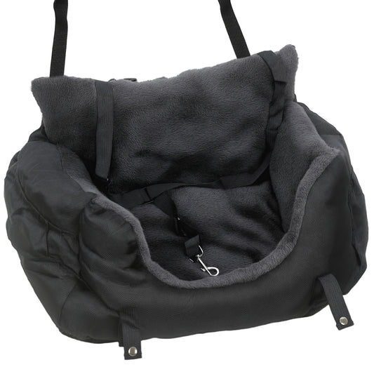 Dog Car Seat for Small Dogs with Fixed Buckle, Safety Leash, Washable Cover, 58 x 45 x 28 cm, Black