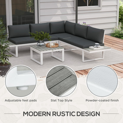 4 Pieces Garden Furniture Set, 5-Level Reclining Garden Corner Sofa Set, Outdoor Lounge Conversation Sectional with Cushions
