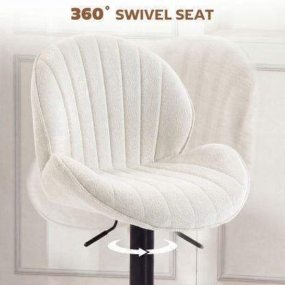 Bar Stools Set of 2, Swivel Barstools with Back, Adjustable Height and Footrest for Kitchen Island, Dining Room, Cream