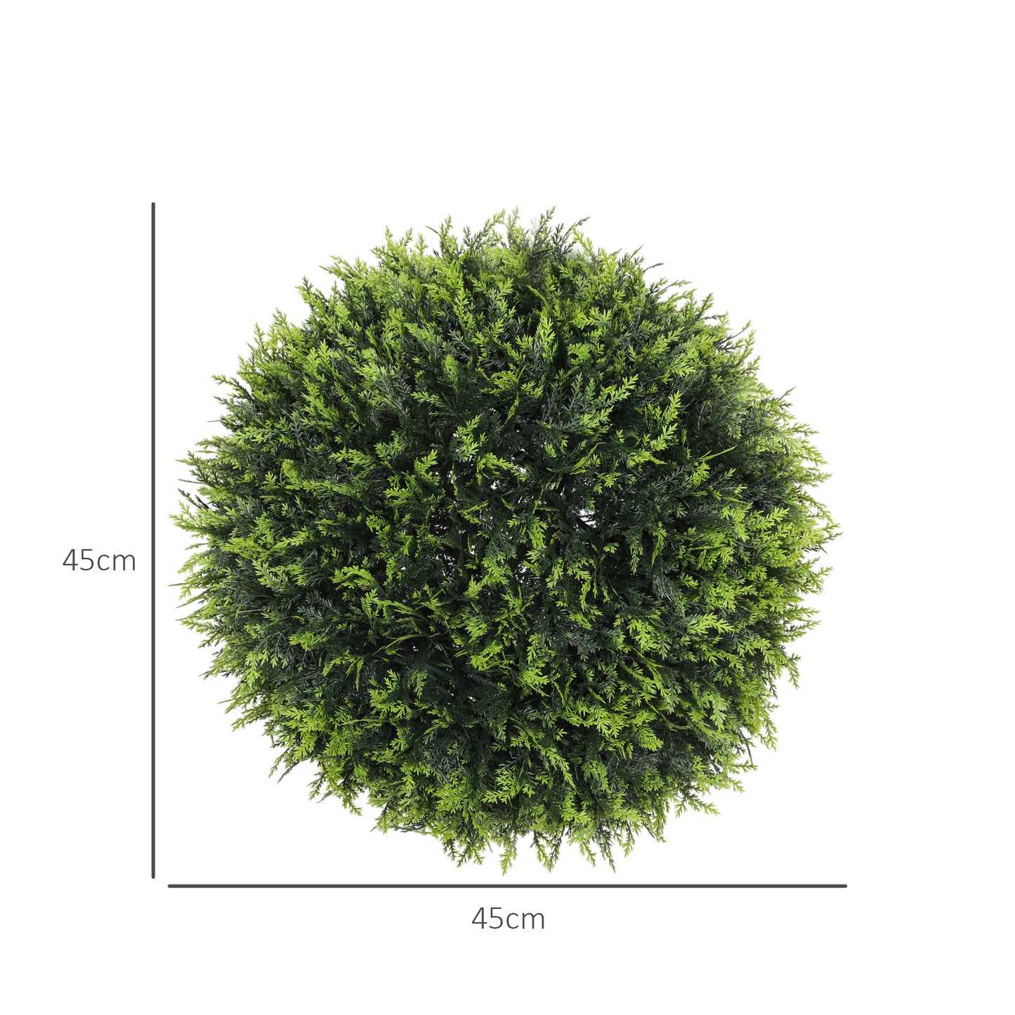 Set of 2 Artificial Plant Topiary Balls, UV-Protected Fake Decorative Plants, Faux Home Indoor Outdoor Decor, 45cm, Green