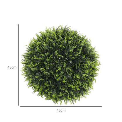Set of 2 Artificial Plant Topiary Balls, UV-Protected Fake Decorative Plants, Faux Home Indoor Outdoor Decor, 45cm, Green