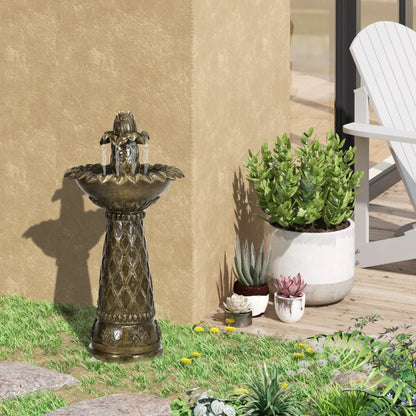 2-Tier - Waterfall Fountain Self-Contained Cascading Water Feature Garden with Electric Pump,