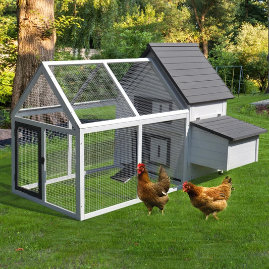 Chicken Coop Home / Barn Style Hen House with Outdoor Pen and Nesting Box