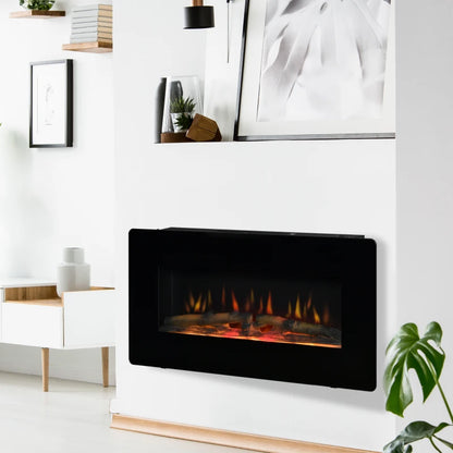 Electric Wall Mounted Fireplace Heater with Adjustable Flame Effect and Remote Control