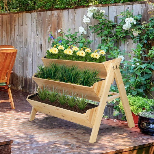 142L - 3-Tier Raised Garden Bed Planter Box with Hooks