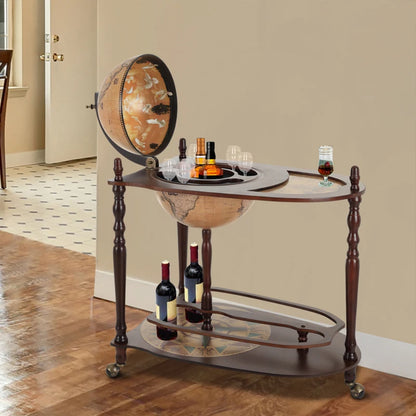 Globe Hidden MinI Bar Drinks Holder with Side Table & Underneath Bottle Holder / Storage