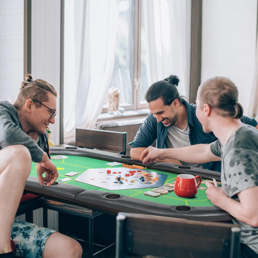 Foldable 8 Player Poker Table Mat with Drinks Holders (Cards & Chips not Included)