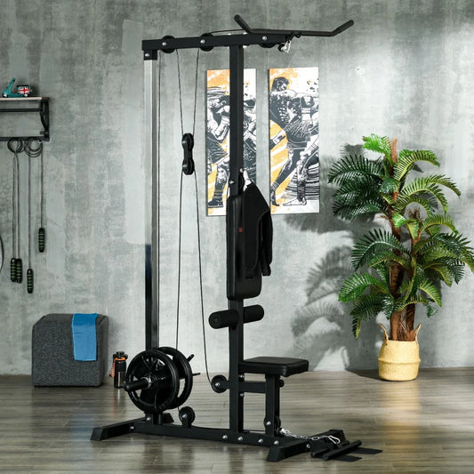 Lat Pull Down Machine / Cable Machine with Adjustable Kickplate / Footrest