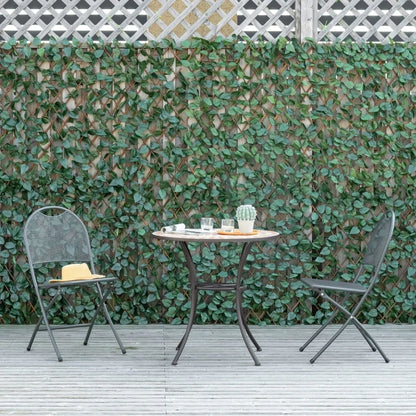 4 Piece Expanding Trellis Fence Decorative Privacy Screen with Artificial Leaves Garden Telescopic Hedge Greenery Walls - (2 x 1m)