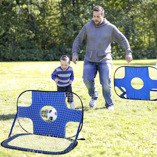 2-in-1 Football Target Practice with 5 Targets + Football Net for Normal Goal (Set of 2)