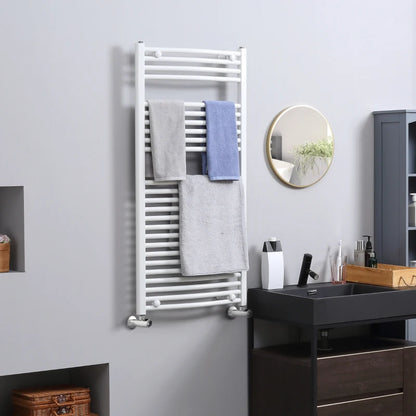 Heated Hydronic Bathroom Curved Ladder Towel Rail Radiator - White