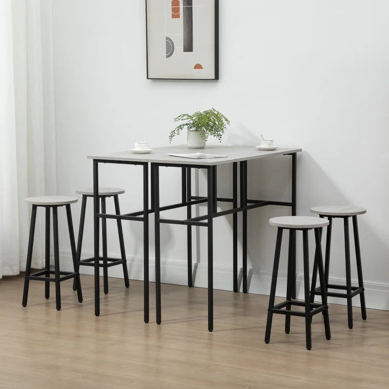 6-Piece Multi-Use Design Breakfast Table Set with 4 Stools and 2 Tables