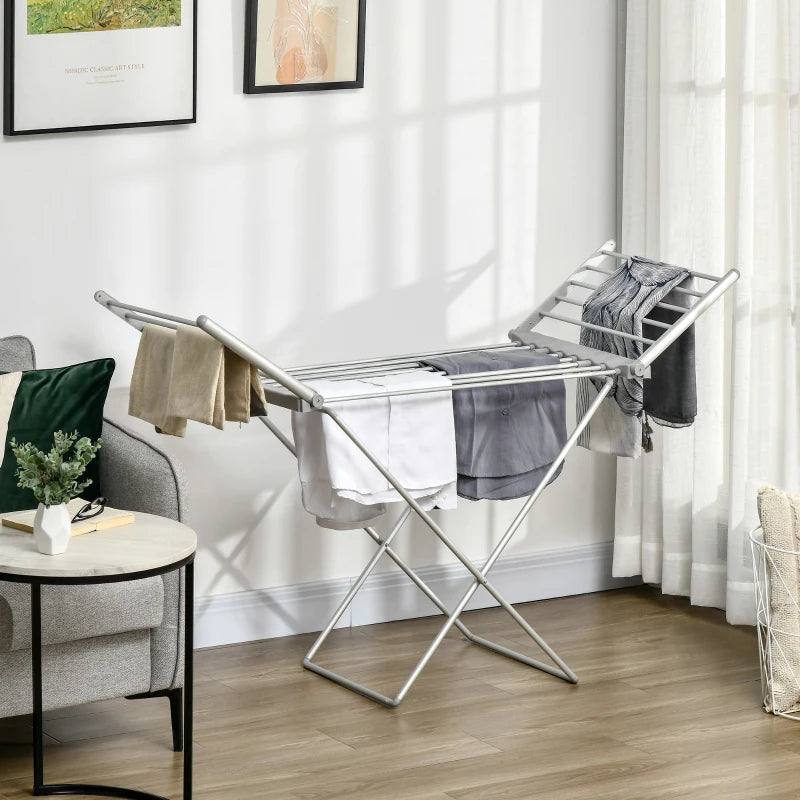 Electric Heated Folding Clothes Horse / Airer with Extendable Wings