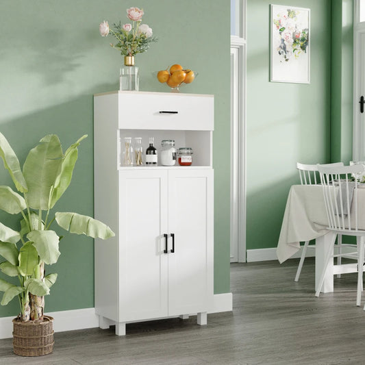 Nordic Storage Cabinet with Drawer, Cupboard & Open Style Countertop