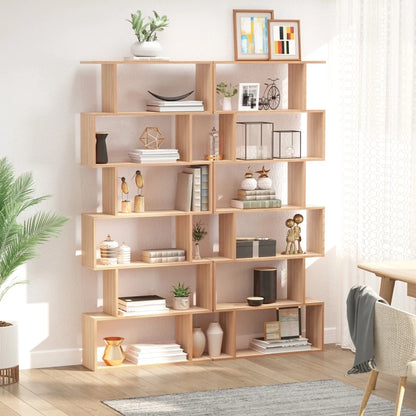 Wooden S Shape Storage Shelf / Bookcase Shelving - Wood Effect / Brown