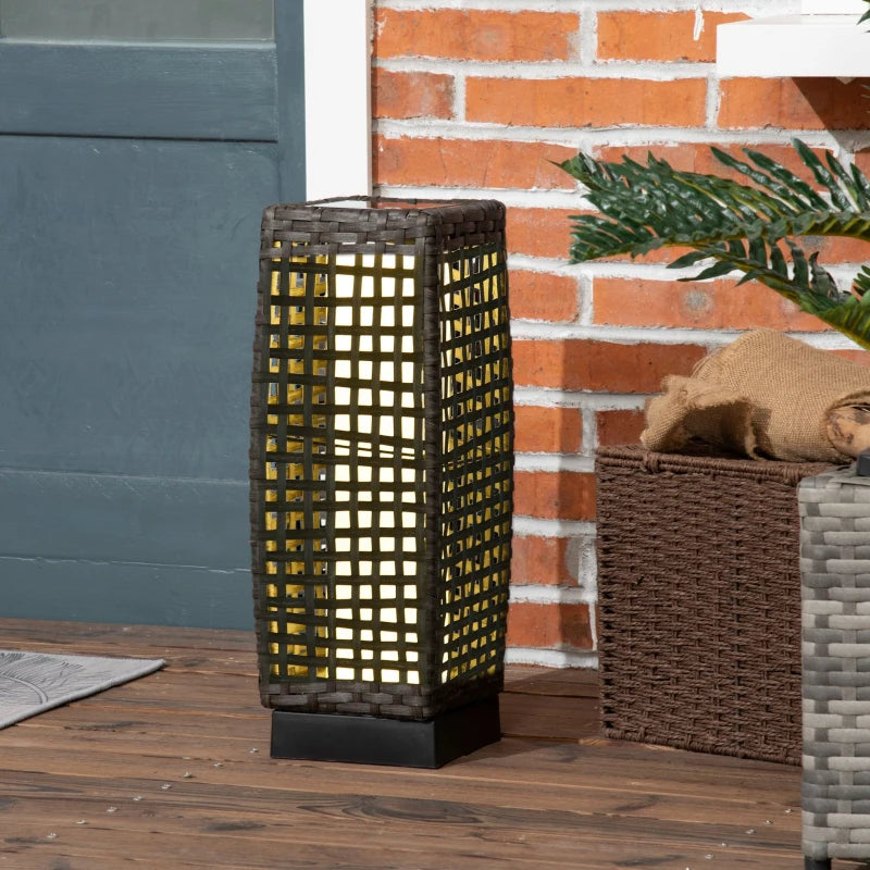 Rattan Lantern with Auto On/Off Solar Powered LED Lights